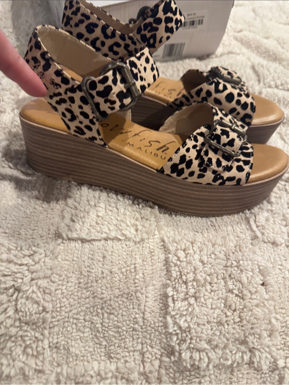 Very G Malibu Leopard Platform Sandals - Tan/Black